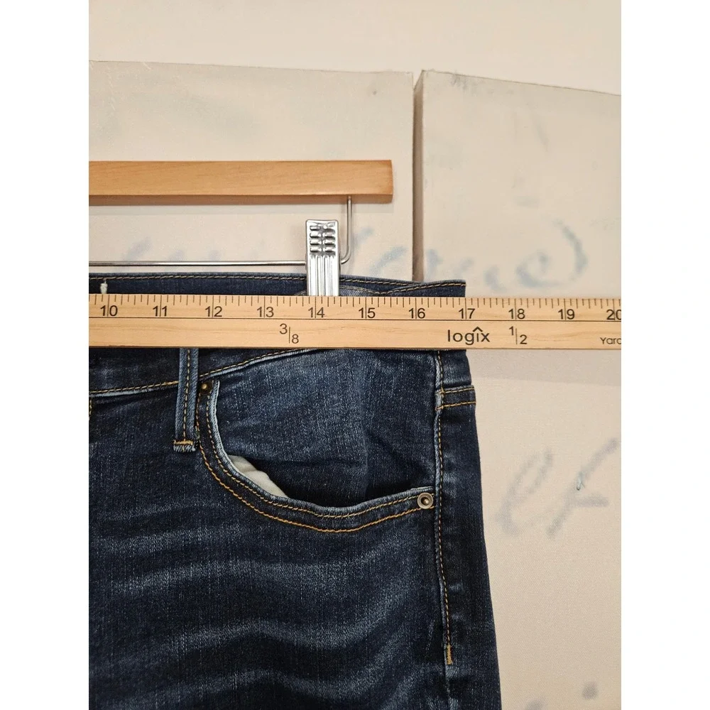Driftwood Colette Jeans 33 Dark Wash Floral Embroidered Raw Hem Boho Straight